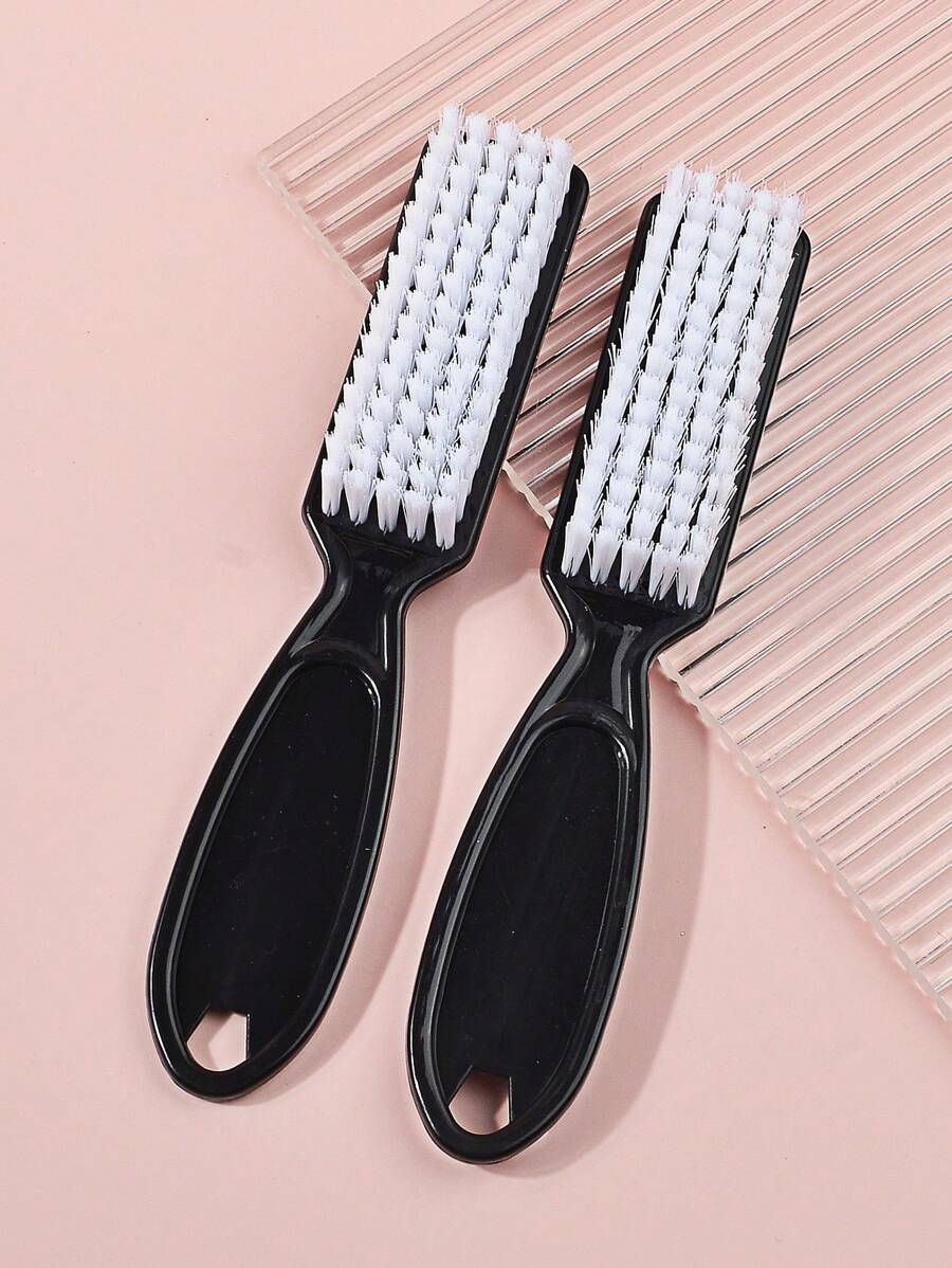 黑色长柄指甲刷，带手柄，多功能软毛指甲除尘刷，透明塑料 - 黑色 - 查看 1