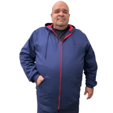Men Plus Size Zip-Up Hoodies - Màu xanh lam - Xem 2