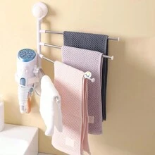 Toallero Porta Toallas Baño Gancho Para Colgar Con Chupones - Blanco - Ver 1