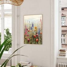 1入組野花牧場太古海芋海報，農家植物花卉帆布畫印刷牆面圖片，適用於家居客廳臥室辦公室，具鄉村風情的裝飾 - 杏色 - 查看 2