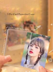 5 Pcs Vertical Laminated Card Sleeves Card Sleeves Game Card Sleeves Photo Protection Sleeves 3 Inch Star Albums Sleeves For Women Card Wallet - Clear - View 1
