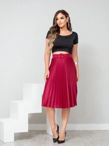 Women Skirts - Burgundy - View 1