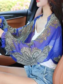 1pc Women's Chiffon Shawl, Sunscreen Cape Shawl, Cycling & Driving & Outdoor Protective Sleeves Cardigan For Summer Casual - Multicolor - View 8