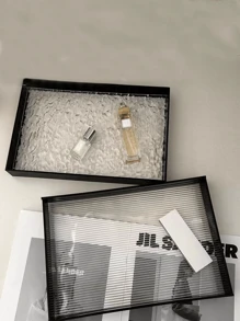 1 件高档亚克力收纳托盘轻奢浴室卫生间洗脸盆化妆品配件香薰架房间装饰家居装饰盘子厨房配件厨房装饰餐桌托盘水果托盘托盘装饰 - 黑與白 - 查看 8