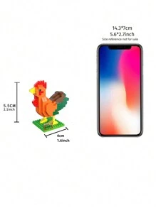 十二生肖系列積木模型套裝,創意有趣的微鑽小顆粒積木動物：鼠、牛、虎、兔、龍、蛇、馬、羊、猴、雞、狗、豬桌面展示3d拼圖節慶裝飾,適合兒童智能拼裝玩具禮品 - 彩色 - 查看 12