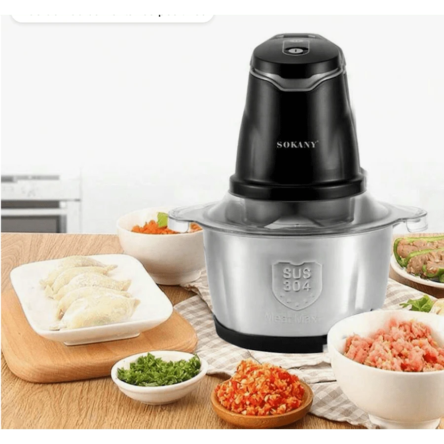 Meat Grinder With 110-240v EU Plug, 2L Electric Food Processor For Garlic Mashed Potatoes - Silver - View 1