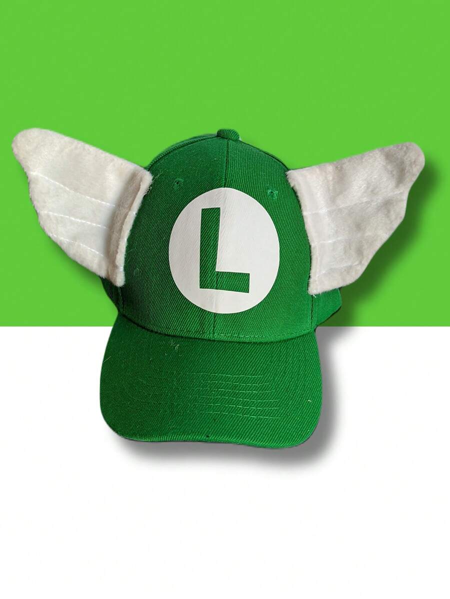 Gorra L o M con alas 3D para Niños y Niñas Personaje Video Juegos Dibujos Animados Caricatura Sombreros Transpirables Para El Sol De Malla Gorros Infantiles, Hombre y Mujer Retro Consola - Verde - Ver 1