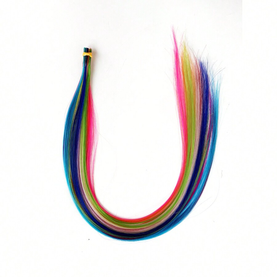 10 Strands/ Pack Synthetic Hair Dye Rainbow Fake Hair Extensions