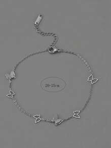 1個不銹鋼蝴蝶足鍊 - 銀色 - 查看 3