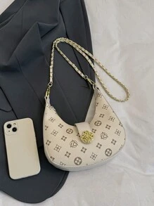 2024 女士复古 PU 皮革迷你腋下单肩包，大容量购物饺子包 - 白色 - 查看 7