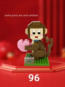 1 套中国十二生肖动物系列积木模型，创意有趣的微型水钻颗粒拼装动物模型包括鼠、牛、虎、兔、龙、蛇、马、羊、猴、鸡、狗和猪，用于桌面装饰和节日礼物，适合儿童智力益智玩具房间装饰 - 彩色 - 查看 20