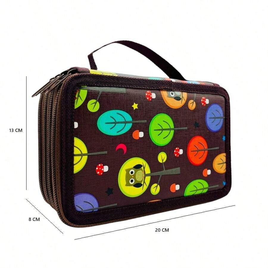 1 Lapicera con 4 cierres para 72 lápices, Bolsa para lápices, 1Estuche De Lápices Con 72 Ranuras, Lapicera Organizadora para lápices (NO INCLUYEN LAPICES) - Café integral - Ver 1