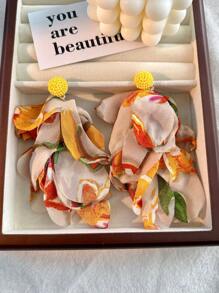 1對時尚手工珠繡花瓣造型掛墜耳環,女款 - 一對布藝蕾絲花蝴蝶耳環 - 查看 17