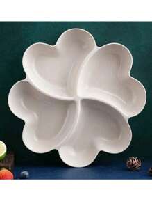 1pc/2pcs Appetizer Serving Platter, Unbreakable Chip & Dip Serving Divided Plates, 4-Compartment Heart-Shaped Serving Dish Tray For Nuts, Candy, Dried Fruit, Salads, Snack,Kitchen,Christmas Gift