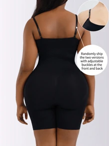 1 pieza Mono sin costuras de control corporal talla grande para postparto, prenda interior moldeadora de Body completo con compresión reductora para mujer en color negro