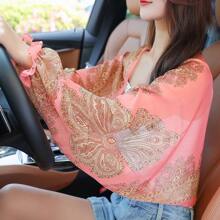 1pc Women's Chiffon Shawl, Sunscreen Cape Shawl, Cycling & Driving & Outdoor Protective Sleeves Cardigan For Summer Casual - Multicolor - View 11