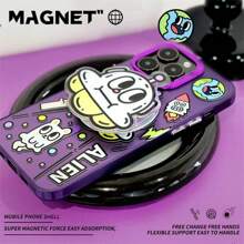 Cute Cartoon Ufo Magnetic Phone Case With Magnetic Phone Holder Compatible With IPhone