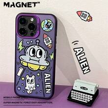 Cute Cartoon Ufo Magnetic Phone Case With Magnetic Phone Holder Compatible With IPhone