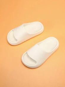 兒童簡約防滑軟底輕量拖鞋，中性幼兒室內外涼鞋，大童平底涼鞋 - 白色 - 查看 6