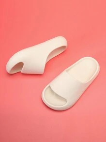 兒童簡約防滑軟底輕量拖鞋，中性幼兒室內外涼鞋，大童平底涼鞋 - 白色 - 查看 5