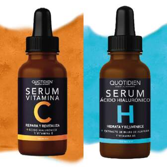 Kit Facial Quotidien: 1 Serum Vitamina C 30ml + 1 Serum Ácido Hialurónico 30ml | Ingredientes Naturales | Hidratación Profunda + Vitalidad en tu Rostro | Mejora la Textura | Firmeza y Tonificación | Disminución de arrugas y lineas de expresión