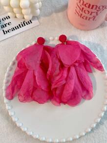 1對時尚手工珠繡花瓣造型掛墜耳環,女款 - 一對布藝蕾絲花蝴蝶耳環 - 查看 9