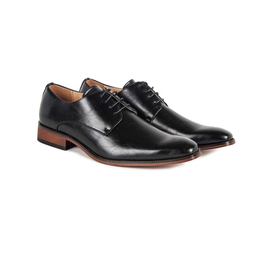 Signature Men's Plain Toe Dress Shoes - Black - View 1