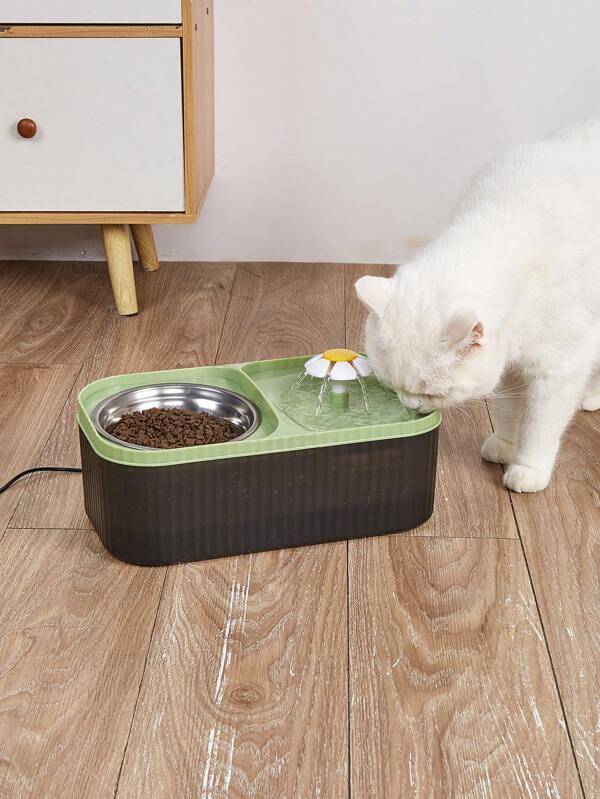 1 قطعة طعام وشراب ذكي للحيوانات الأليفة مع وعاء من الفولاذ المقاوم للصدأ، مناسب للقطط والكلاب للشرب والأكل