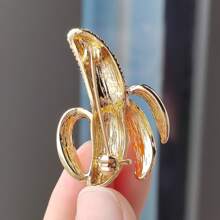 1 Peça Broche Criativo Estilo Coreano Com Design De Formato De Banana Fofa E Decorado Com Pedras, Para Roupas, Bolsas, Crachás, Etc.
