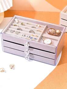 1 Miếng 3 Lớp Hộp đồ trang sức Đồ trang sức Lưu trữ Du lịch Loại vỏ Nhẫn Hoa tai Dây chuyền bao bì Ngăn kéo Hộp đựng để bàn Đồng hồ Son môi Vàng Và Đồ rẻ tiền Bộ sưu tập Hộp Đối với Nhà  Và Du lịch - Nhiều màu - Xem 1