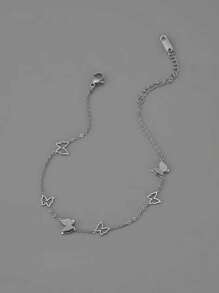 1個不銹鋼蝴蝶足鍊 - 銀色 - 查看 2