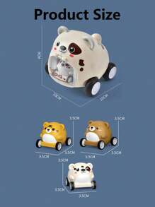 1入可愛老虎/熊/狗迷你摩擦推動彈射動物汽車玩具,有3種動物造型選擇,適用於兒童教育和娛樂,親子互動和生日派對禮物 - 棕色 - 查看 3
