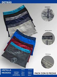 12 PIECES MEN'S BOXER MICROFIBER - Blue - View 3