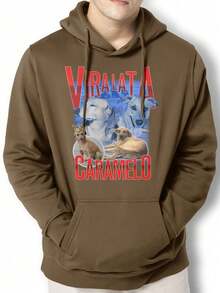 Men Hoodies - 卡其色 - 查看 1
