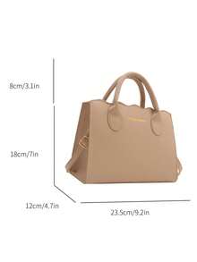 時尚質感純色新潮手提包休閒簡約質感單肩包 - 卡其色 - 查看 2