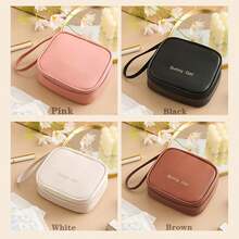 1個女性專用衛生巾收納袋,可攜帶且防水的女生或學生用月事巾包,月經用品收納袋 - 粉色 - 查看 9