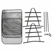 Suporte para documentos de malha de metal com 3 camadas, suporte, bandeja de carta para organizador de mesa de home office - Preto - Visão 5