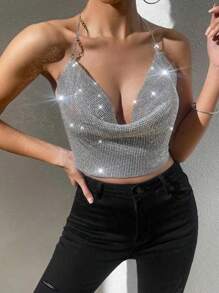 Top con Aplicación de Brillos - Plateado - Ver 3