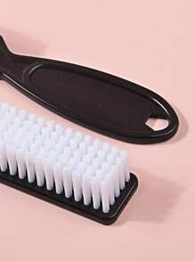 黑色长柄指甲刷，带手柄，多功能软毛指甲除尘刷，透明塑料 - 黑色 - 查看 5