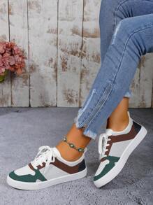 Của phụ nữ Phong cách Anh quốc Lace-up Chất vải Giày thể thao , Chóp giầy tròn Cắt thấp Bằng phẳng Giày trượt băng , Đúng mốt Thoáng khí Chống trượt Điền kinh Giải trí Sinh viên Giày dép - Nhiều màu - Xem 1