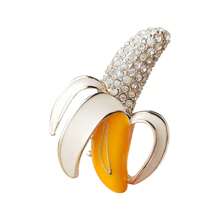 1 Peça Broche Criativo Estilo Coreano Com Design De Formato De Banana Fofa E Decorado Com Pedras, Para Roupas, Bolsas, Crachás, Etc.
