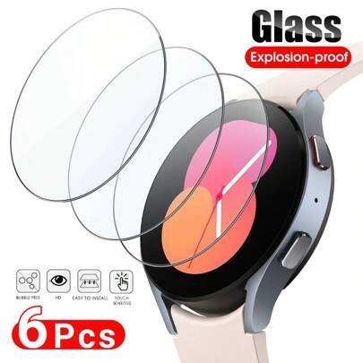 6pcs Tempered Glass Compatible WithSamsung Galaxy Watch 5 4 3 42mm 44mm 40mm 46mm Anti Scrach Film Watch4 Classic Screen Protectors Films