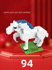 十二生肖系列積木模型套裝,創意有趣的微鑽小顆粒積木動物：鼠、牛、虎、兔、龍、蛇、馬、羊、猴、雞、狗、豬桌面展示3d拼圖節慶裝飾,適合兒童智能拼裝玩具禮品 - 彩色 - 查看 11