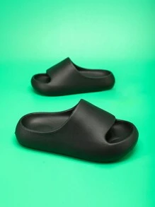 兒童男女通用的易穿拖鞋,帶有防滑軟底,適合室內和室外活動 - 黑色 - 查看 12