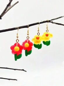 1 bộ Phim hoạt hình dễ thương Đầy màu sắc Hoa Bông tai stud - những bông hoa - Xem 6