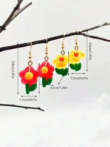 1 bộ Phim hoạt hình dễ thương Đầy màu sắc Hoa Bông tai stud - những bông hoa - Xem 7