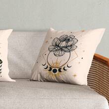 Kit Trio Capas de Almofadas Decorativas Fases da Lua Estampadas em Veludo Suede 45cm x 45cm - Decoração para Sala Sofá Quarto Escritório Astrologia Astros Espaço Constelação Universo Astronomia Estrelas Luas Moon Phases Signos Zodíaco Decorativas Modernas Luxuosas Toque Macio