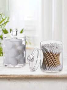 Transparent Storage Box, Suitable For Cleanser Sticks, Round Pads, Dental Floss Pick - 10oz Clear Plastic Bottle, Suitable For Bathroom Storage Organization, Vanity Makeup Storage Box Transparent - Clear - View 3