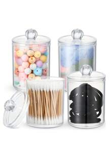 Transparent Storage Box, Suitable For Cleanser Sticks, Round Pads, Dental Floss Pick - 10oz Clear Plastic Bottle, Suitable For Bathroom Storage Organization, Vanity Makeup Storage Box Transparent - Clear - View 1