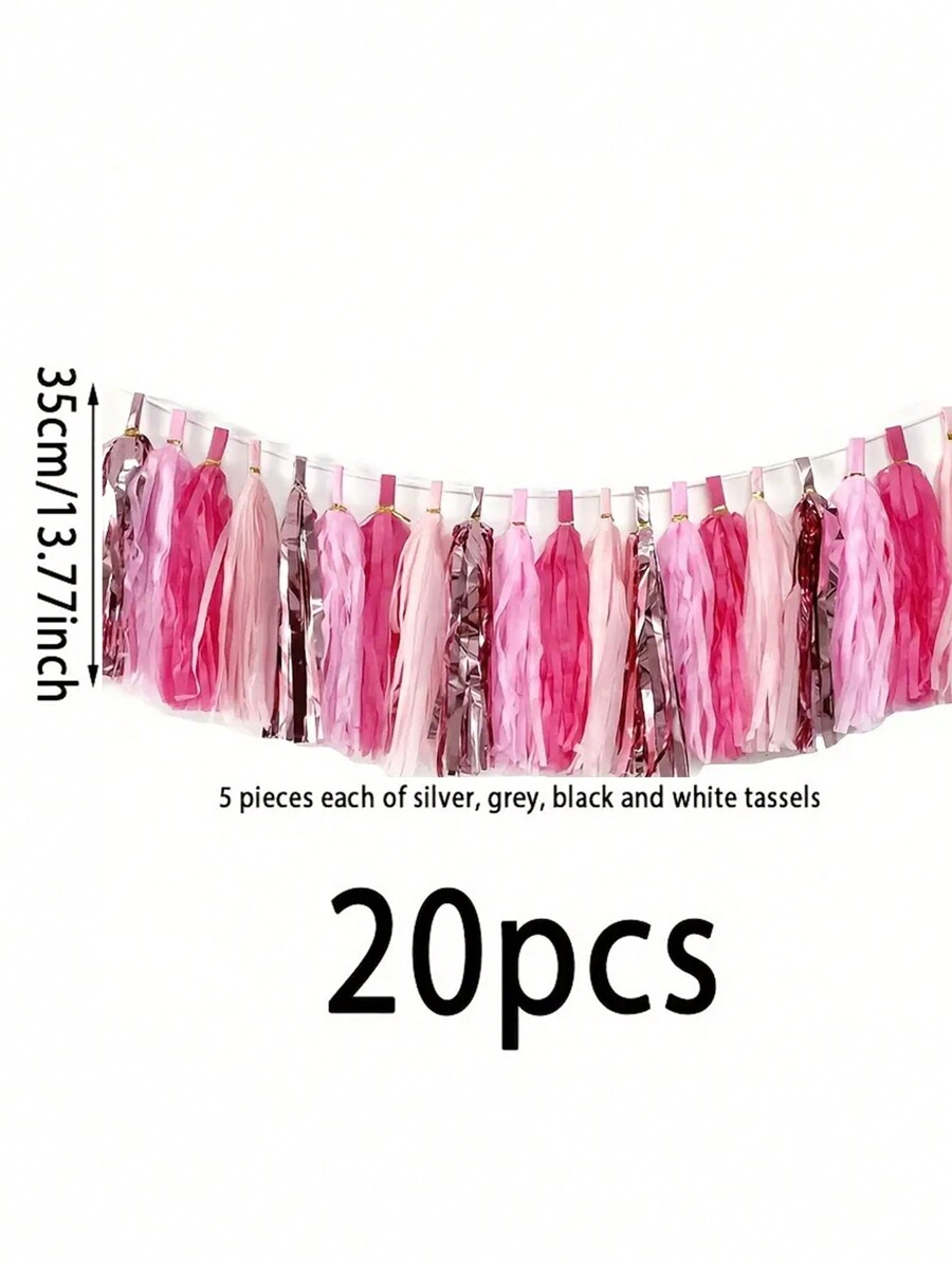 20pcs Party Deco Paper Tassel Garland, Birthday & Wedding & Gender